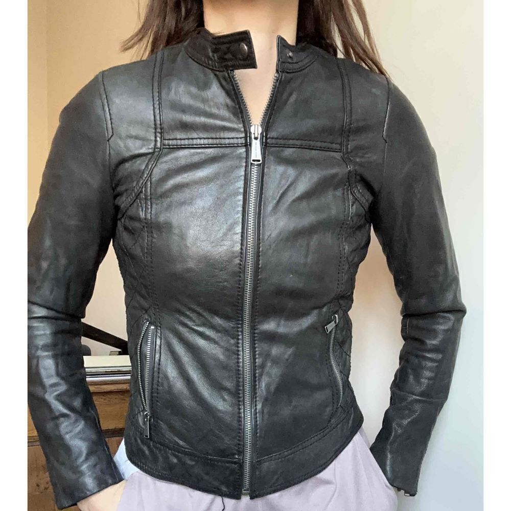 MICHAEL Michael Kors Womens Motorcycle Jacket Size Petite Small Brown Leather